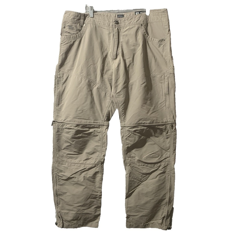 Kuhl Mens Liberator Convertible Stealth Pants Shorts 40x32 Tan Nylon Gorp Flaw